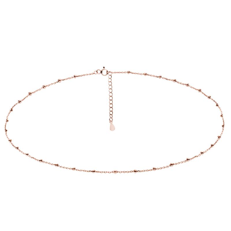 Lantisor argint placat cu aur roz cu bilute 38-41 cm DiAmanti 30RD4N2RG-38-41cm-DIA (Argint 925‰ 1,8 g.)